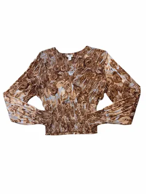 Tiny Anthropologie Valentina Long Sleeve Smocked Waist Blouse thumbnail 2