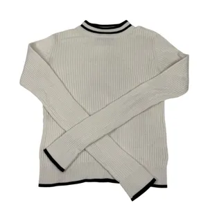 Aeropostale Ribbed Sweater Cream Black Trim Cropped Preppy‎ Minimalist Size L thumbnail 1