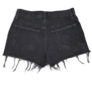 Free People Jean Shorts Womens 26 Black Button Fly Cut Off Raw Hem Denim thumbnail 3