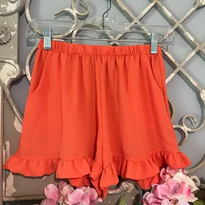 Tyche Shorts Bloomer Elastic Waist Ruffle Womens Small Flirty Pumpkin Orange thumbnail 3