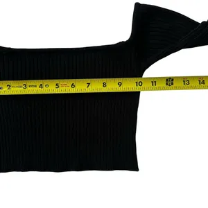 Zara Black Stretch Off the Shoulder Knit Crop Top Women Size Medium | 1-18 thumbnail 3