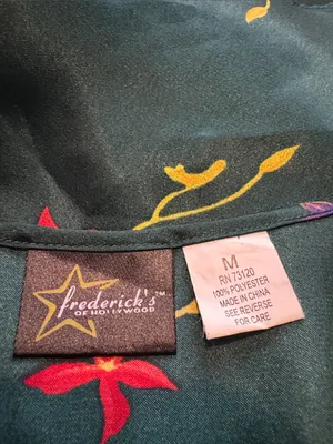 Frederick’s of Hollywood Medium Floral Satin Camisole Tank Top Emerald Green thumbnail 3