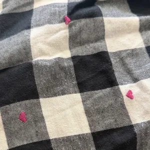 American Eagle Black and White Plaid Flannel with Pink Hearts thumbnail 7