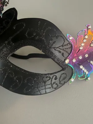 Spirit Black Venetian Peacock Masquerade Mask with Multicolor Lasercut Metal thumbnail 3