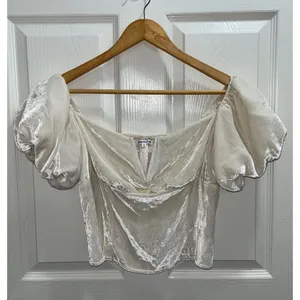 Reformation Amina Velvet Top Size 8 Fior Di Latte Corset Bodice Romantic thumbnail 3