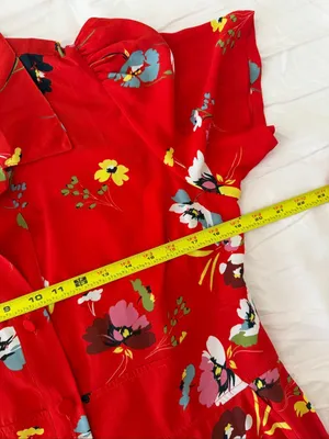 CAbi Midi Dress Afternoon Floral Fit & Flare Puff Sleeve Pockets Size L thumbnail 4