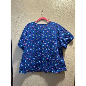 SB Scrubs Blue With Polka Dots Scrub Top Woman’s Size 2X thumbnail 7