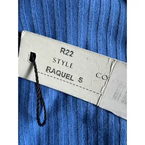 Indah Body Blue Raquel Ribbed Off Shoulder Asymmetric Midi Dress Small Y2K thumbnail 9