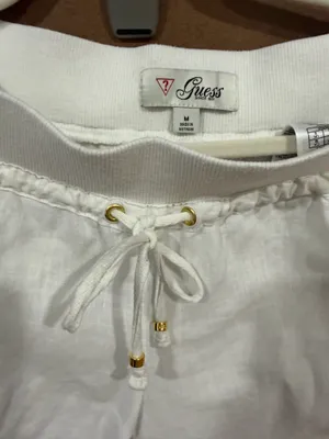 Guess linen woman off white pants M drawstring thumbnail 2