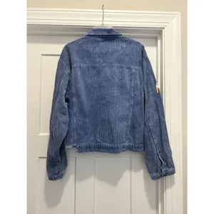 Women’s Blue Size Large Sequin football Game Day corduroy Fringe Jacket Coat thumbnail 6