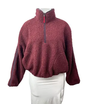 Old Navy Women's Red Faux Sherpa Fleece Half Zip Pullover Sweater Top Size XL thumbnail 1