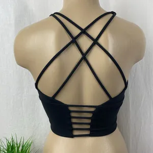 Savvi Black Strappy Back Cropped Athletic Sport Bra Top NEW M thumbnail 6