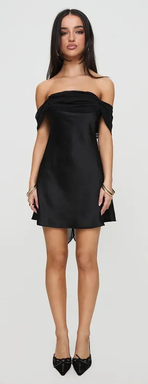 Princess Polly Adoration Mini Dress Black thumbnail 1