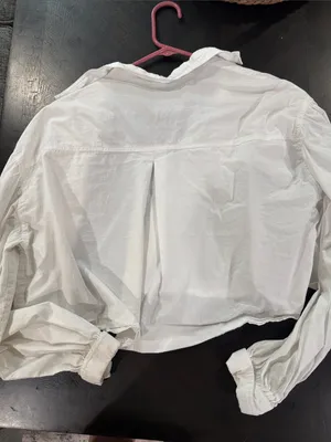 Altar'd State White Cropped Button-Up Shirt thumbnail 5