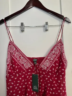 Wild Fable Red Paisley Bandana Rhinestone Cami Tank Top Medium NWT thumbnail 6