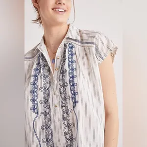 Anthropologie Pilcro Embroidered Surf Oversized Sleeveless Stripe Top Size XS thumbnail 3