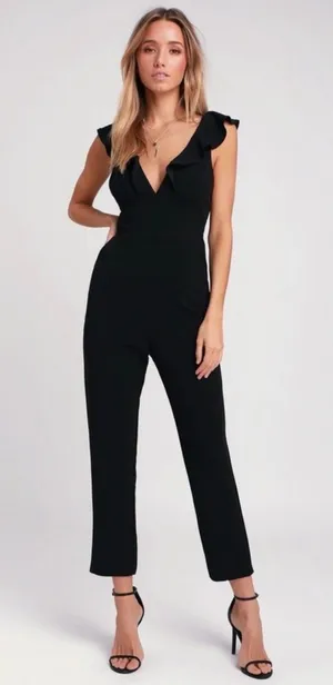 Lulus Black Ruffled Jumpsuit Leilani thumbnail 1
