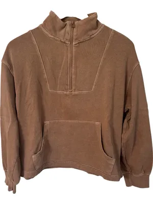 Old Navy Beige-Taupe Quarter-Zip Pullover thumbnail 1