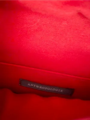 Anthropologie The Fiona Beaded Bag: Red and While Floral Festive Holiday thumbnail 2