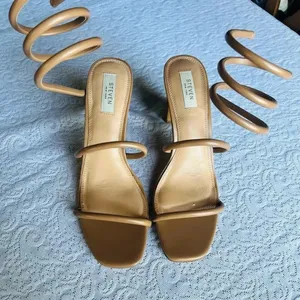STEVEN By Steve Madden New York Jaidin Ankle Wrap Heel in Nude Strappy Sandal Size 11 thumbnail 2
