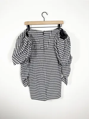 Miss Circle Yesly Houndstooth Puff Sleeve Off the Shoulder Mini Dress Small thumbnail 3