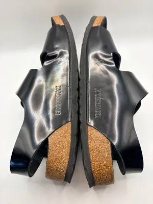 Birkenstock Milano Big Buckle Black Patent Leather Gold Quiet Luxury Sandals 38 US 7-7.5 thumbnail 6