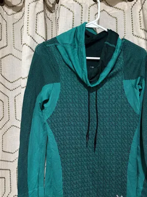 Under Armour HeatGear Hooded Top Teal Black Size S thumbnail 3