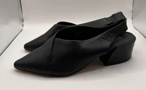 Silent D Anthropologie black leather slingback pointed toe block heel 39 US8.5 thumbnail 1