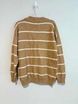 A new day striped oversized sweater beige white size small thumbnail 2