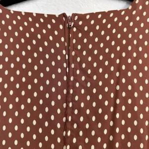 Vintage‎ Jeffrey & Dara 10 Brown Polka Dot Midi Dress Classic Swing Bib Pleated thumbnail 6
