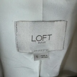 LOFT Tan White Striped Linen Blend Single Button Blazer Jacket Womens 6 thumbnail 3