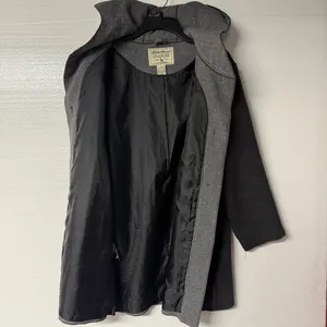 Vintage Eddie Bauer Coat Women M Gray Hood Button Front Wool Nylon Blend Pockets thumbnail 6