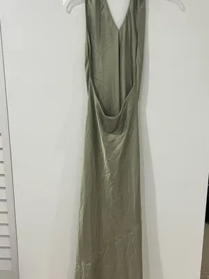 Show Me Your Mumu Sage Satin Halter Cowl Maxi Dress S Y2K thumbnail 6