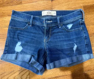Hollister Women's Dark Blue Distressed shorts thumbnail 1