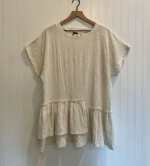 FP BEACH by Free People Marni Asymmetrical Ruffle Tunic Mini Dress Cream Size S thumbnail 4