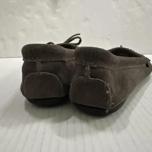 Minnetonka Moccasin‎ Shoes Womens 7 38 Gray Suede Slip On Bow Comfort Flat 401T thumbnail 5