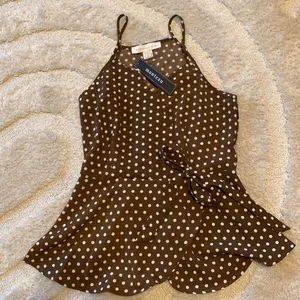 NWT Monteau Los Angeles Polka Dot Peplum Top thumbnail 2