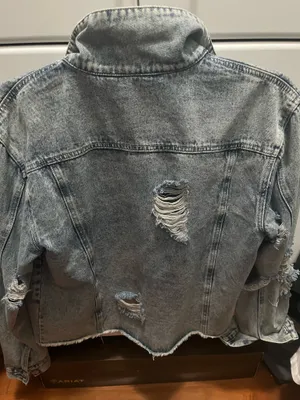 Cool Girl Distressed Denim Jacket Blue Size L thumbnail 2