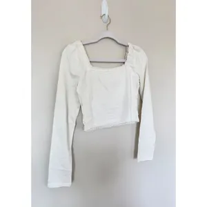 Free People Ivory Lace Trim Square Neck Long Sleeve Crop Top Size Small NEW‎ thumbnail 6