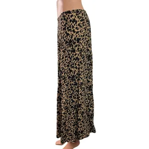 Reformation Layla Spotted Beige Black High Waist Flare Straight Midi Skirt Sz 8 thumbnail 2