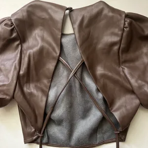 Brown cropped business top thumbnail 4