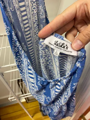 Lulus Blue & White Patterned Romper thumbnail 4