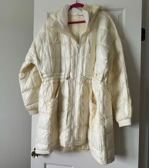 Free People Movement Patricia Packable Poncho Puffer Coat Drawstring White Large thumbnail 2