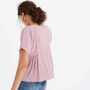Madewell Texture & Thread Micropleat Top in Vintage Mauve thumbnail 2