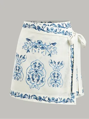 NWOT Commense wrap skirt floral bandana print tie waist mini bow luna ribbons thumbnail 6