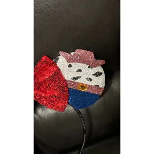 Toy Story inspired Woody Jessie red bow Ears headband and matching scrunchie set thumbnail 9
