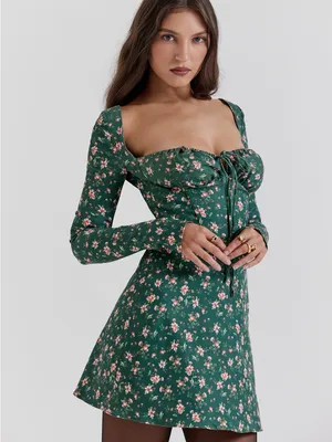 House‎ of CB Malika Green Floral Corset Mini Dress Size S thumbnail 4