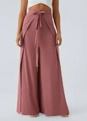 HALARA High Waisted Tie Front PANTS OR JUMPSUIT Size XL Light Rose Red thumbnail 1