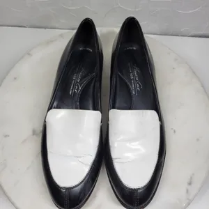 VTG Kenneth Cole Hudson Loafers 7 Black White Two Tone Leather Slip On Flats thumbnail 11