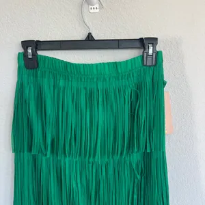 Evoutionary Green Midi Fringe Skirt Size Medium NWT thumbnail 5